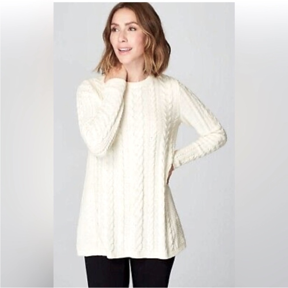 J Jill cream chunky cable knit pullover sweater